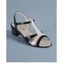 Sandale dama din piele naturala lacuita, Negru, Alb, S81AN